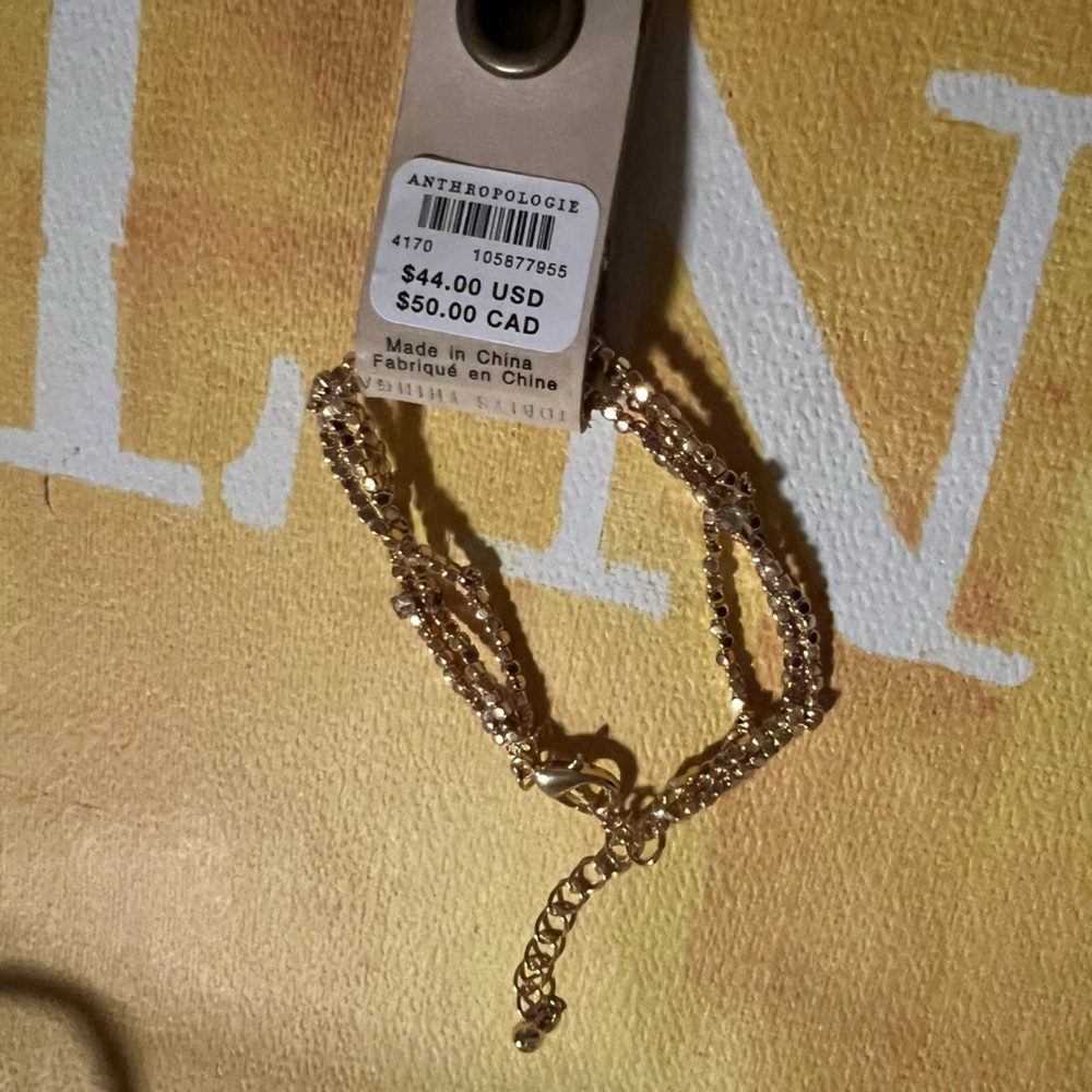 Anthropologie Beaded Stone Layered Bracelet - NWT - Gold - Picture 5 of 15